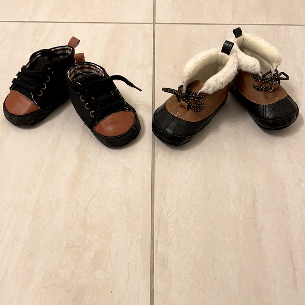 Baby boy snow boots and “converse” like sneakers